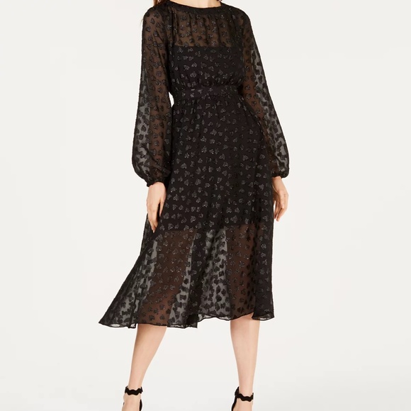 Avec Les Filles Dresses & Skirts - Avec Les Filles Black Hearts Appliqué Midi Dress Size 8 Long Sleeve Gothic